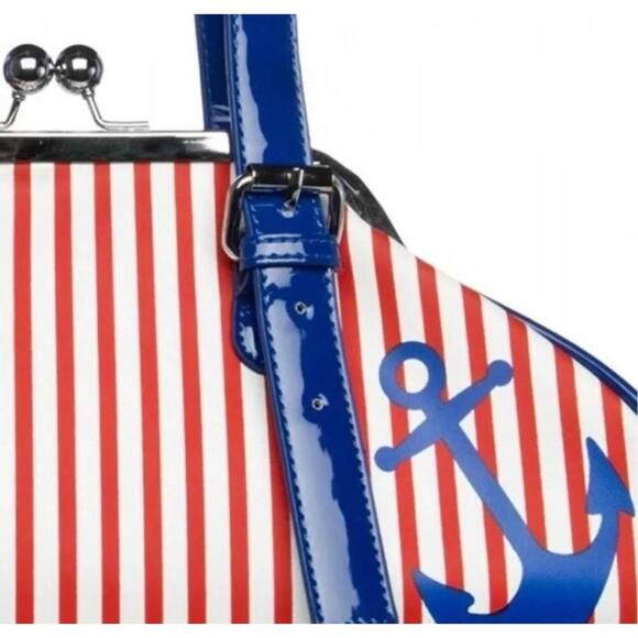 Sourpuss Ahoy Red White Anchor Nautical Pin Up Handbag One Size - Picture 3 of 9